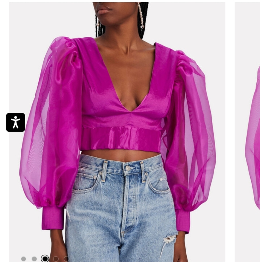 KIMBERLY GOLDSON  Liyah Puff Sleeve Crop Top  Women's XS Pink Intermix New Tags.